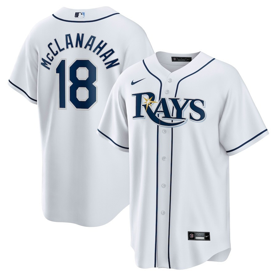 Shane McClanahan 18 Tampa Bay Rays Home Team Men Baseball Jersey - White - JS779 