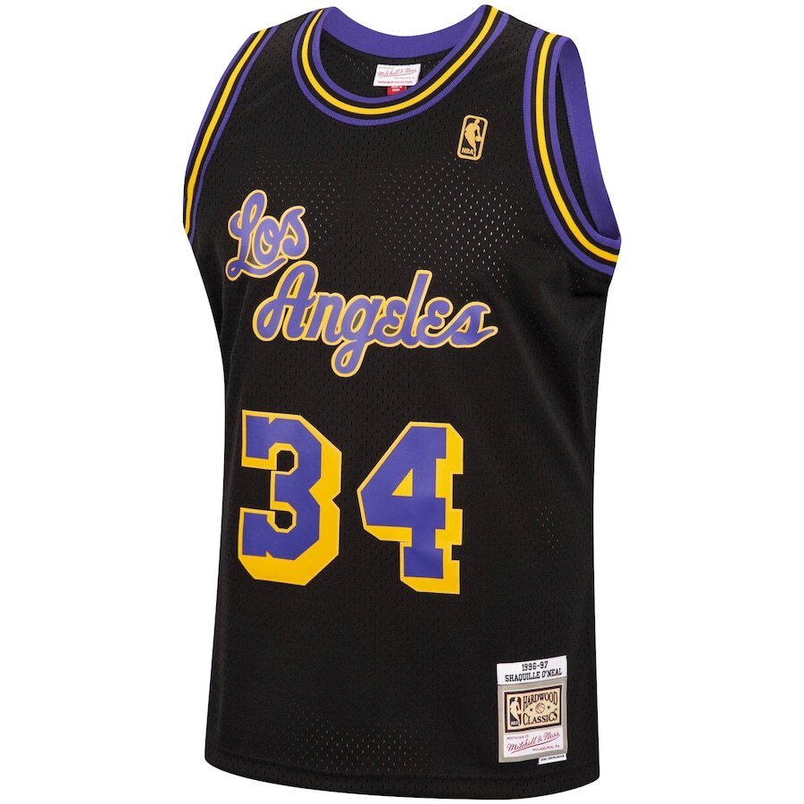 Alternative view of Shaquille O'neal Los Angeles Lakers Mitchell & Ness 1996-97 Hardwood Classics Reload Swingman Basketball Jersey - Black
