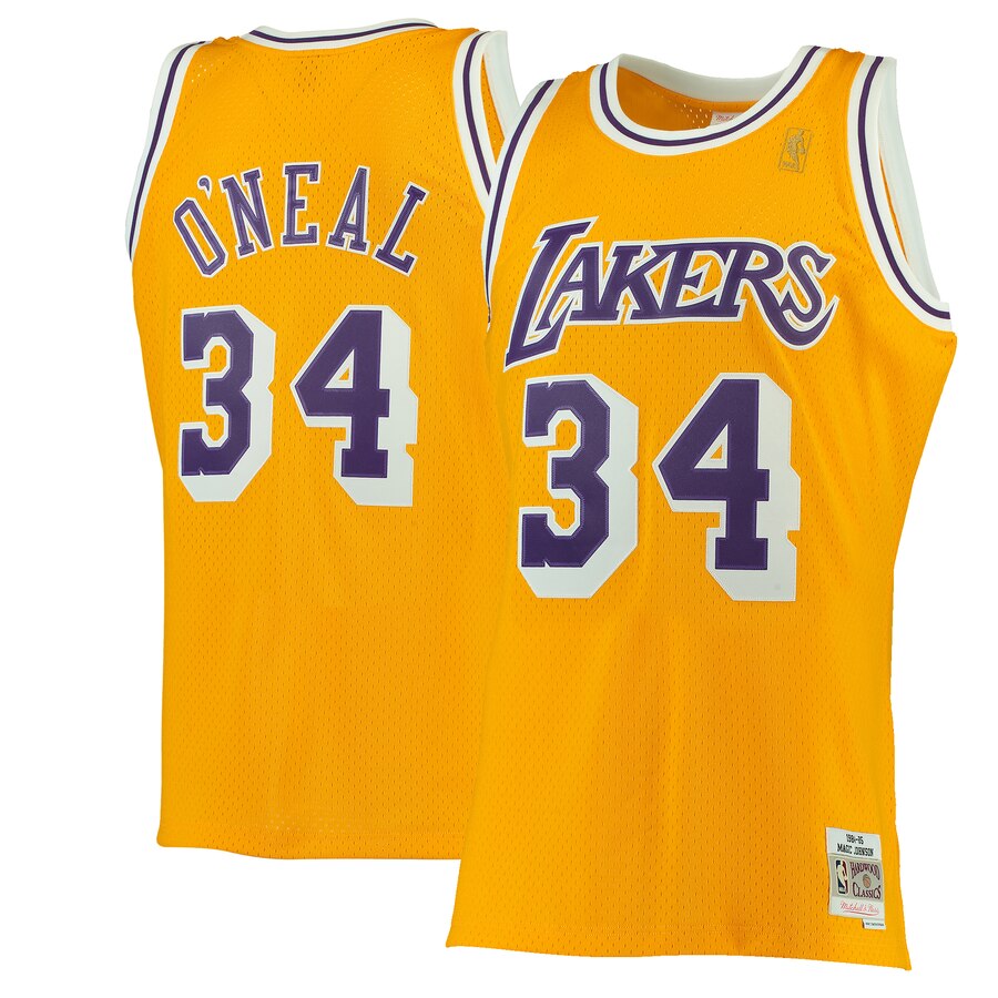 Shaquille O'neal Los Angeles Lakers Mitchell & Ness 1996-97 Hardwood Classics Swingman Basketball Jersey - Gold