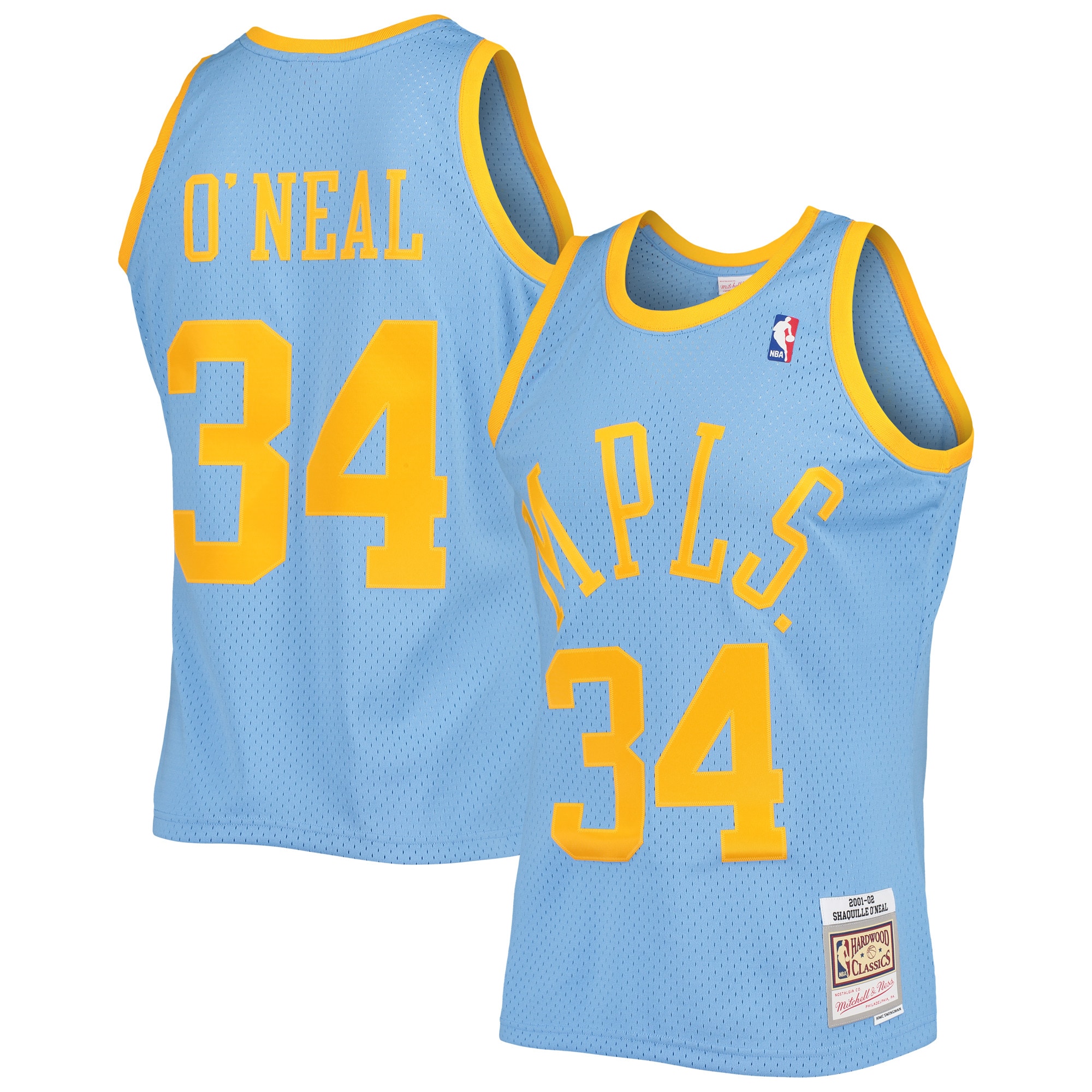 Shaquille O'neal Los Angeles Lakers Mitchell & Ness 2001/02 Hardwood Classics Swingman Basketball Jersey - Powder Blue