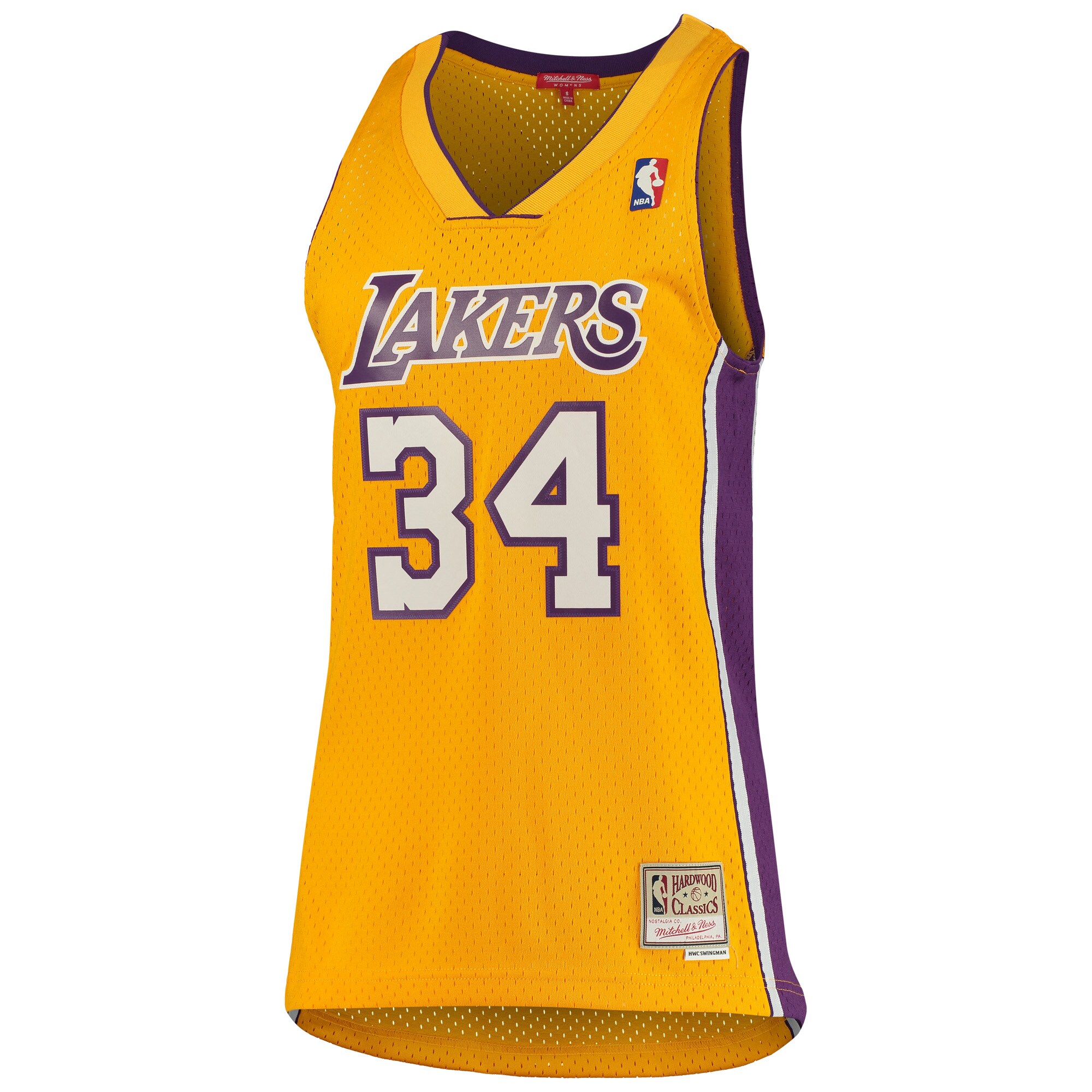 Alternative view of Shaquille O'neal Los Angeles Lakers Mitchell & Ness Women's 1999/00 Hardwood Classics Swingman Basketball Jersey - Gold