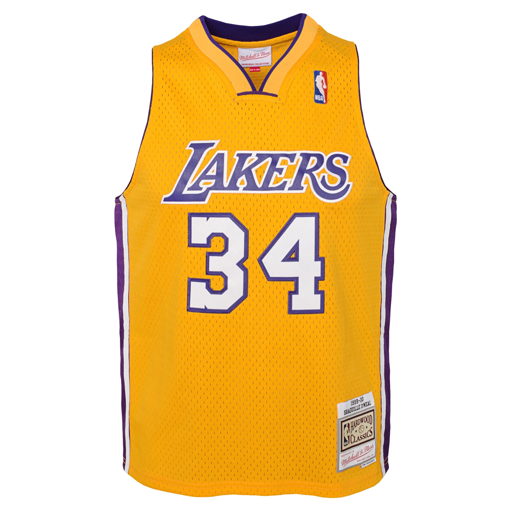Alternative view of Shaquille O'neal Los Angeles Lakers Mitchell & Ness Youth 1999/00 Hardwood Classics Swingman Basketball Jersey - Gold