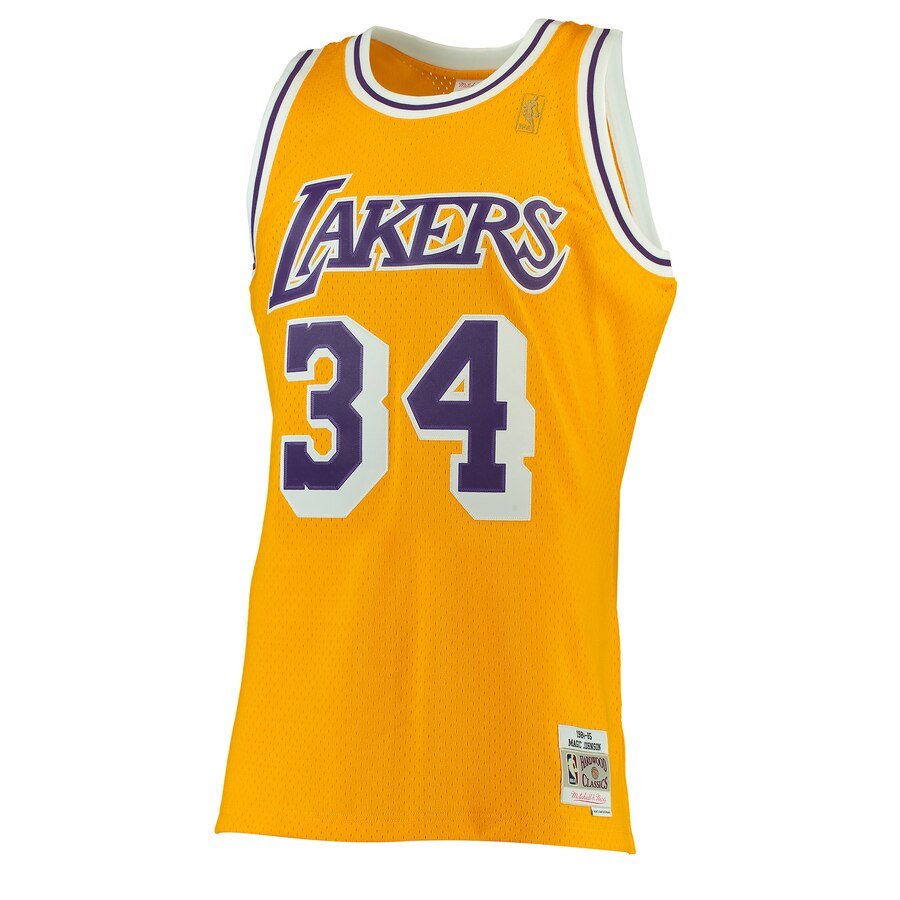 Alternative view of Shaquille O'neal Los Angeles Lakers Mitchell & Ness 1996-97 Hardwood Classics Swingman Basketball Jersey - Gold