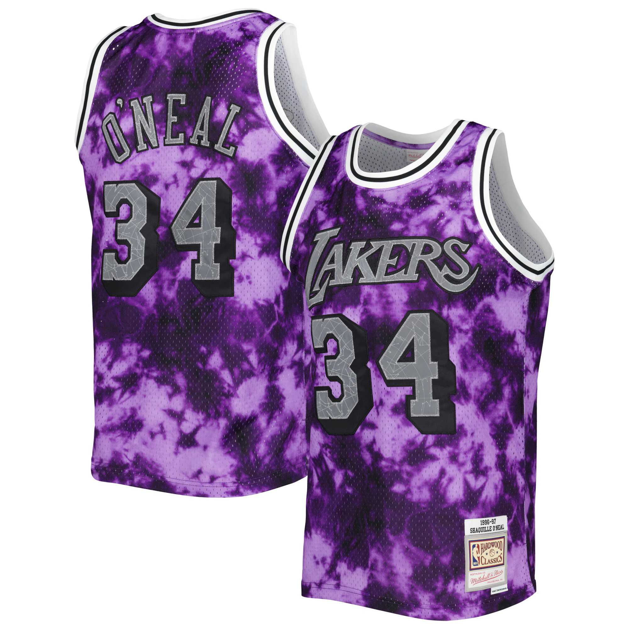 Alternative view of Shaquille O'neal Los Angeles Lakers Mitchell & Ness 1996/97 Galaxy Swingman Basketball Jersey - Purple