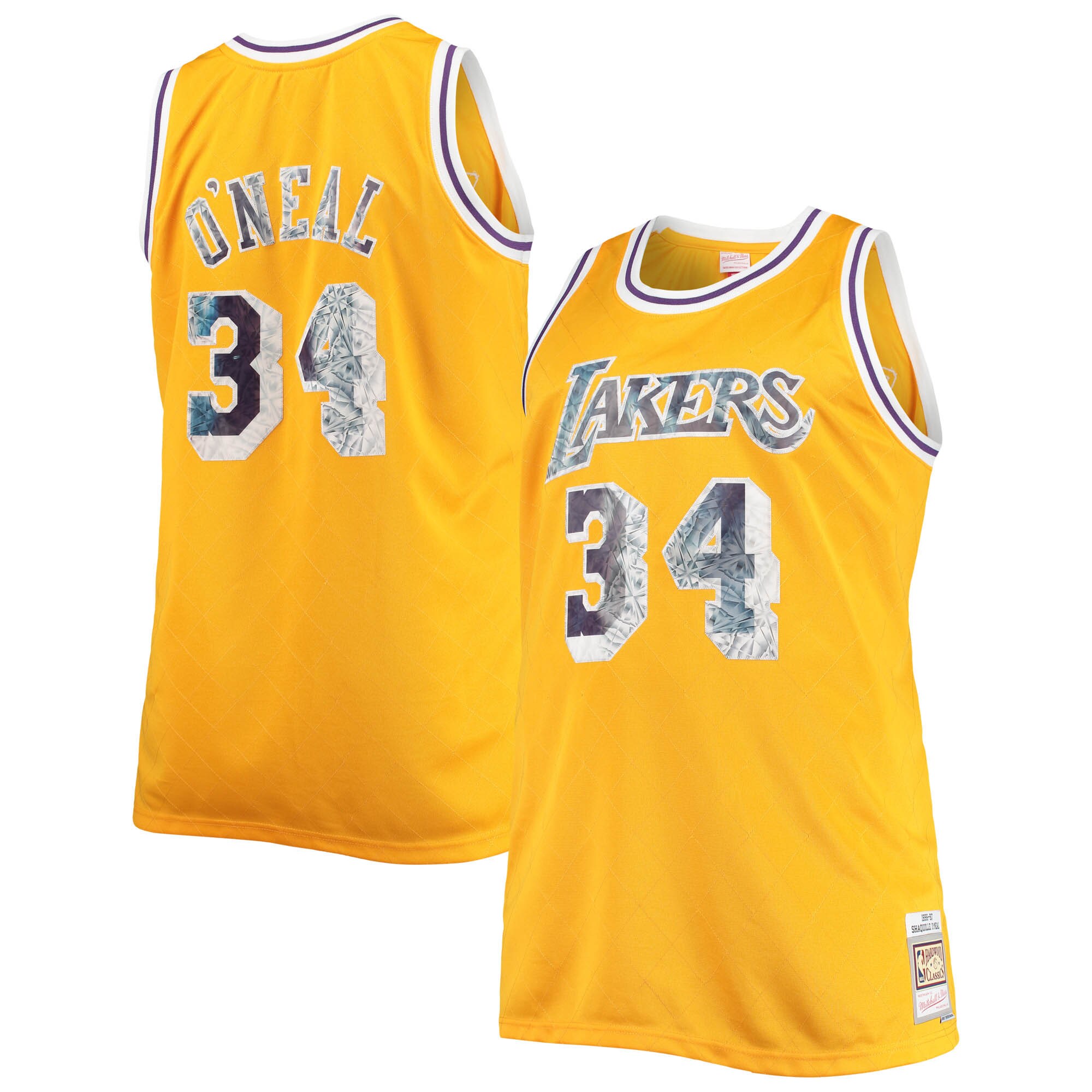 Alternative view of Shaquille O'neal Los Angeles Lakers Mitchell & Ness Big & Tall 1996-97 Nba 75th Anniversary Diamond Swingman Basketball Jersey - Gold