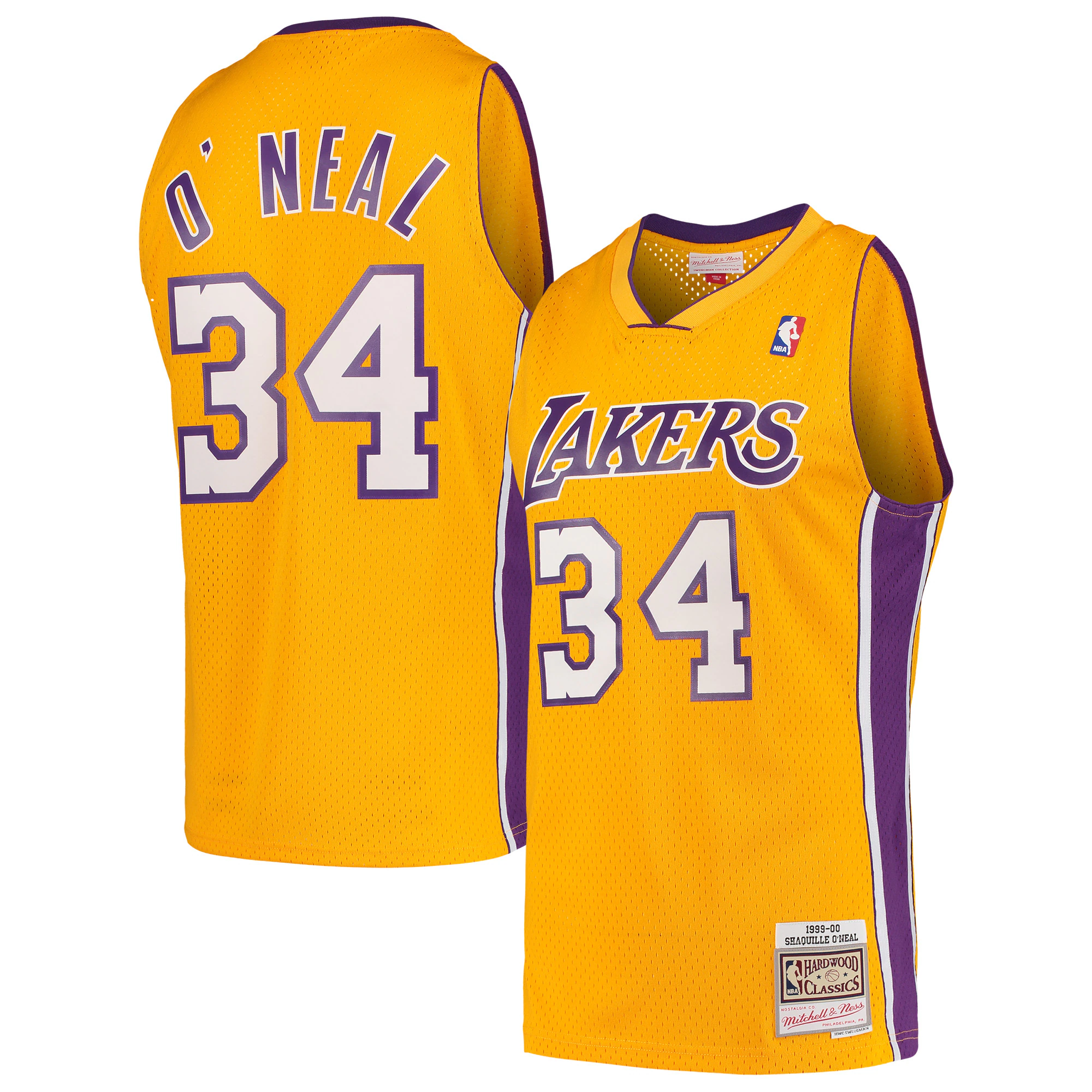Shaquille O'neal Los Angeles Lakers Mitchell & Ness Hardwood Classics 1999/00 Swingman Basketball Jersey - Gold