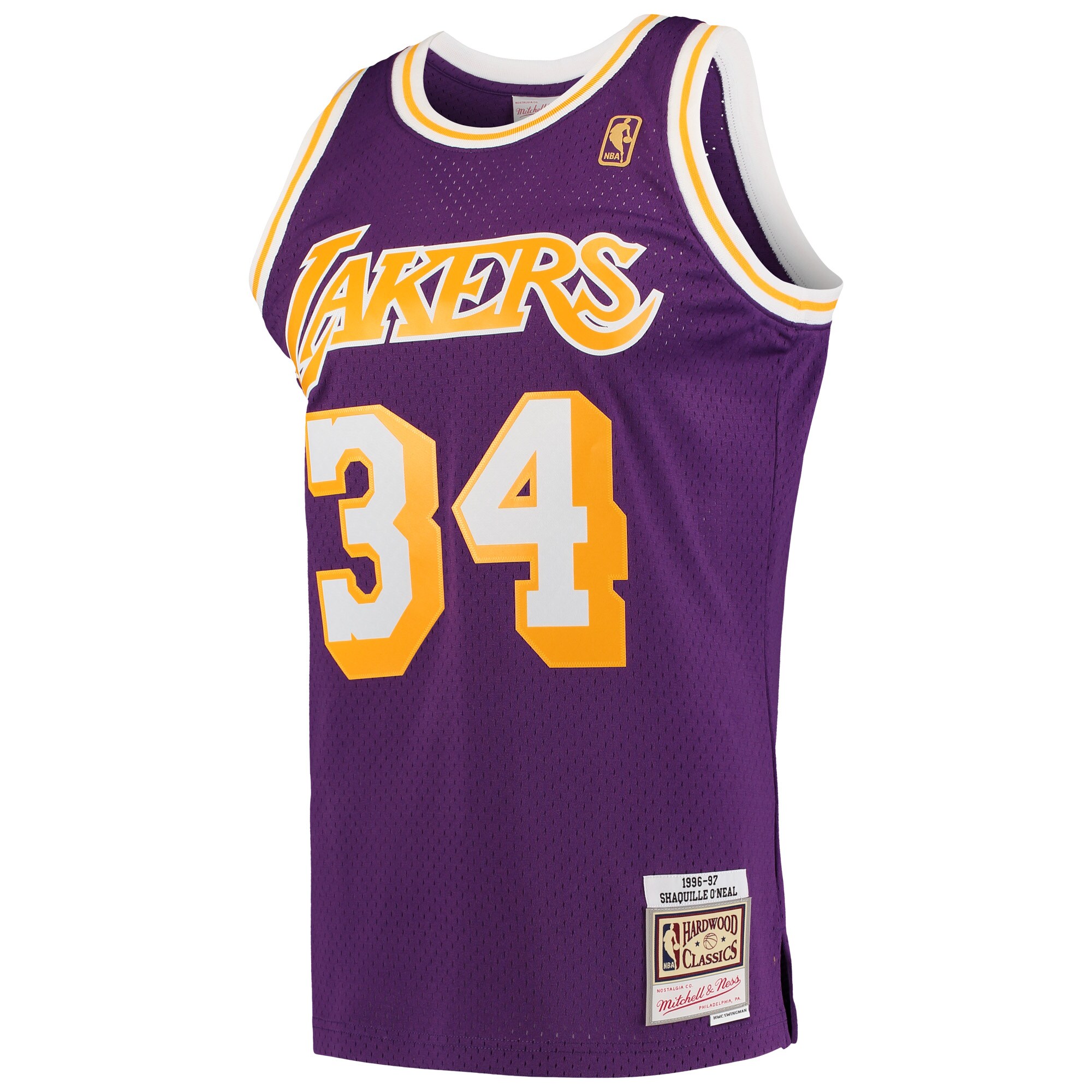 Alternative view of Shaquille O'neal Los Angeles Lakers Mitchell & Ness Hardwood Classics Swingman Basketball Jersey - Purple