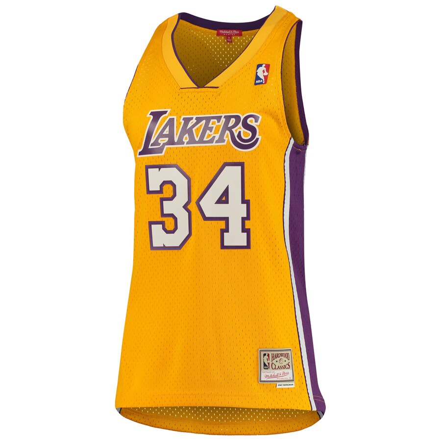 Alternative view of Shaquille O'neal Los Angeles Lakers Mitchell & Ness Women's 1999-00 Hardwood Classics Swingman Basketball Jersey - Gold