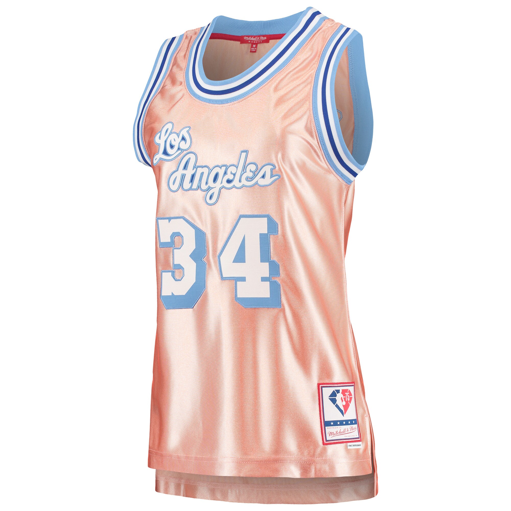 Alternative view of Shaquille O'neal Los Angeles Lakers Mitchell & Ness Women's 75th Anniversary Rose Gold 1996 Swingman Basketball Jersey - Pink