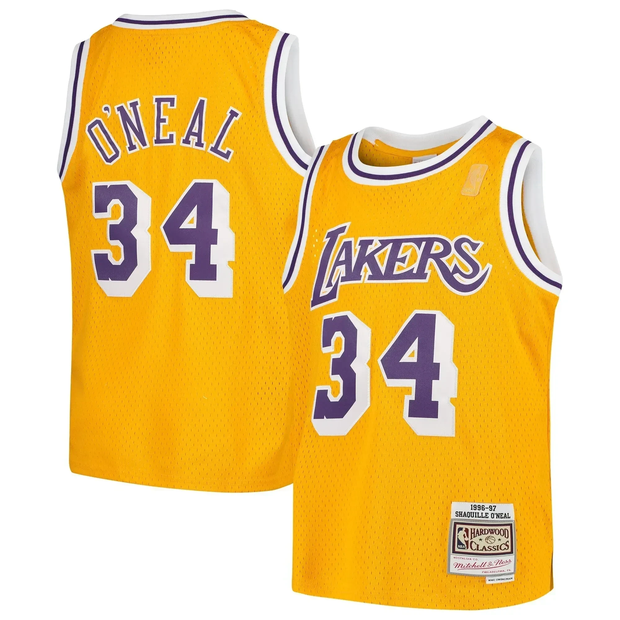 Shaquille O'neal Los Angeles Lakers Mitchell & Ness Youth Swingman Throwback Basketball Jersey - Gold - JS138 