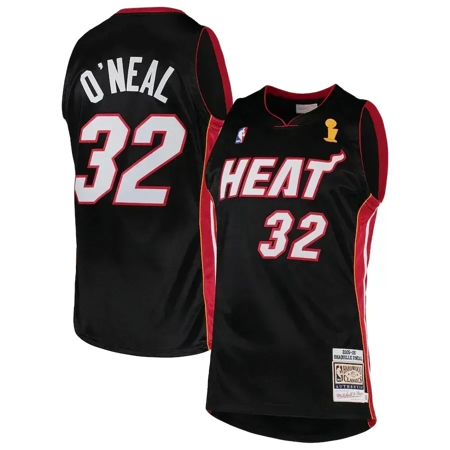 Shaquille O'neal Miami Heat Mitchell & Ness 2005-06 Hardwood Classics Basketball Jersey - Black - JS903 
