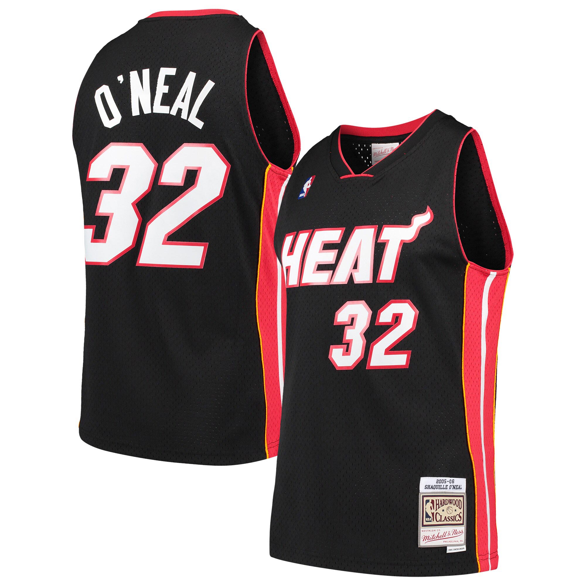 Shaquille O'Neal Miami Heat Mitchell & Ness Hardwood Classics Swingman Basketball Jersey - Black - JS641 