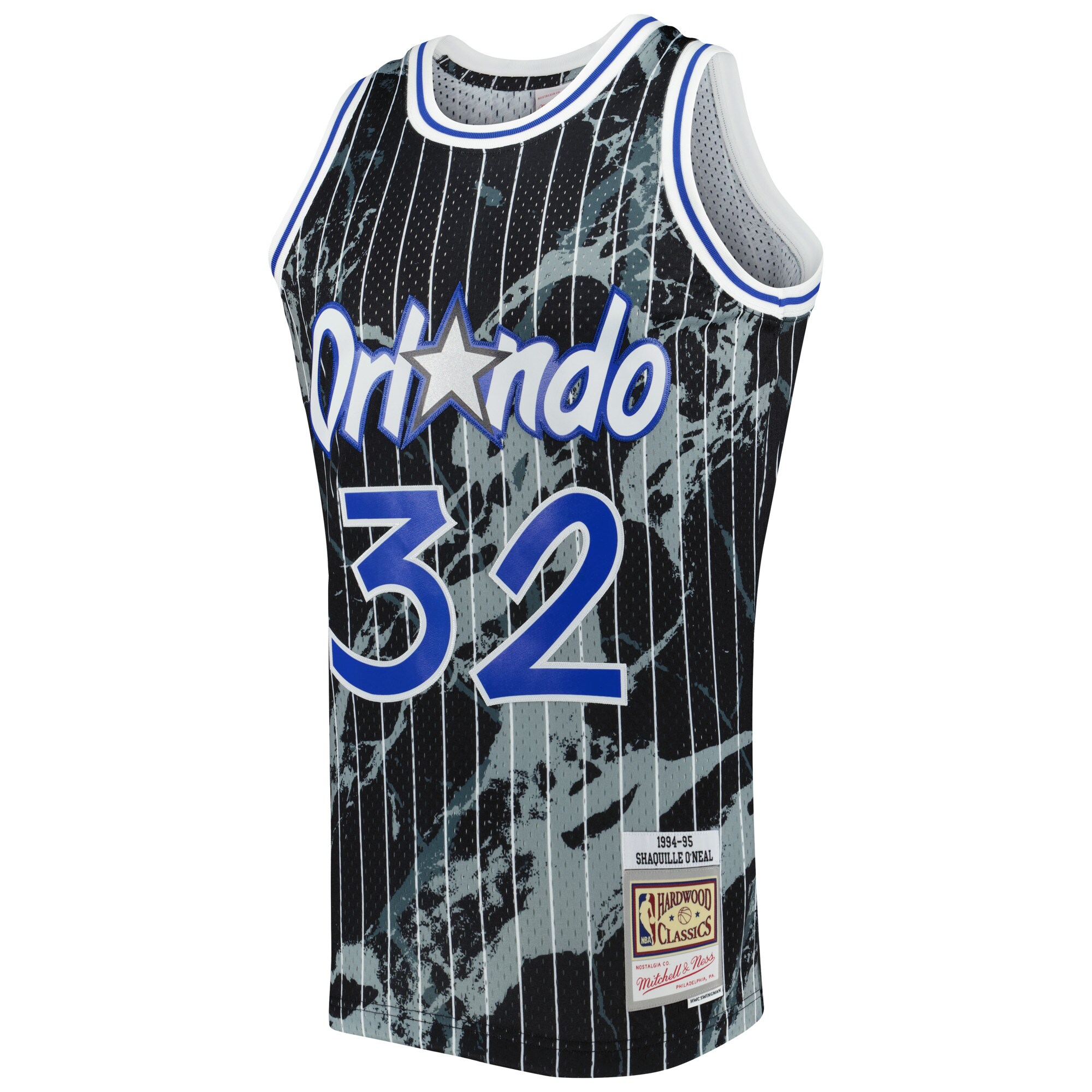Alternative view of Shaquille O'neal Orlando Magic Mitchell & Ness 1994/95 Hardwood Classics Marble Swingman Basketball Jersey - Black
