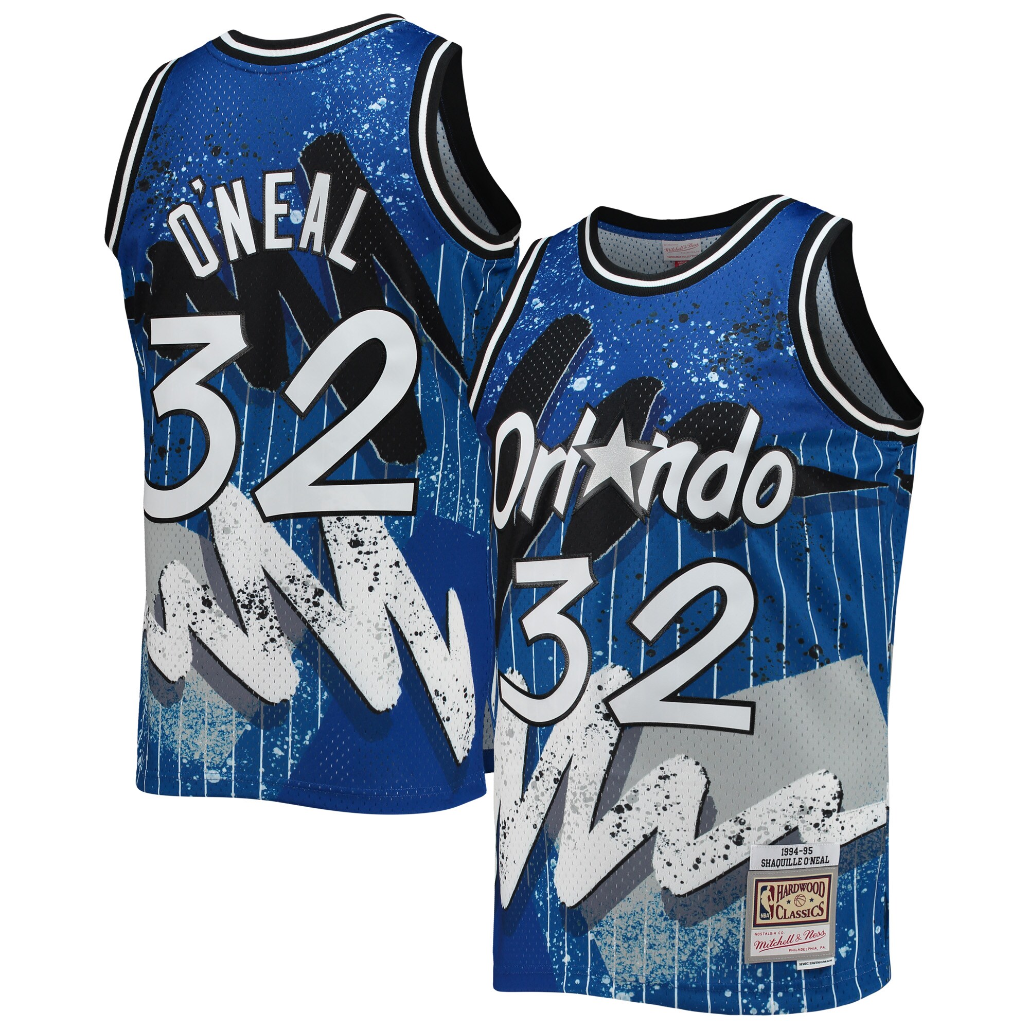 Alternative view of Shaquille O'neal Orlando Magic Mitchell & Ness Hardwood Classics 1994/95 Hyper Hoops Swingman Basketball Jersey - Blue