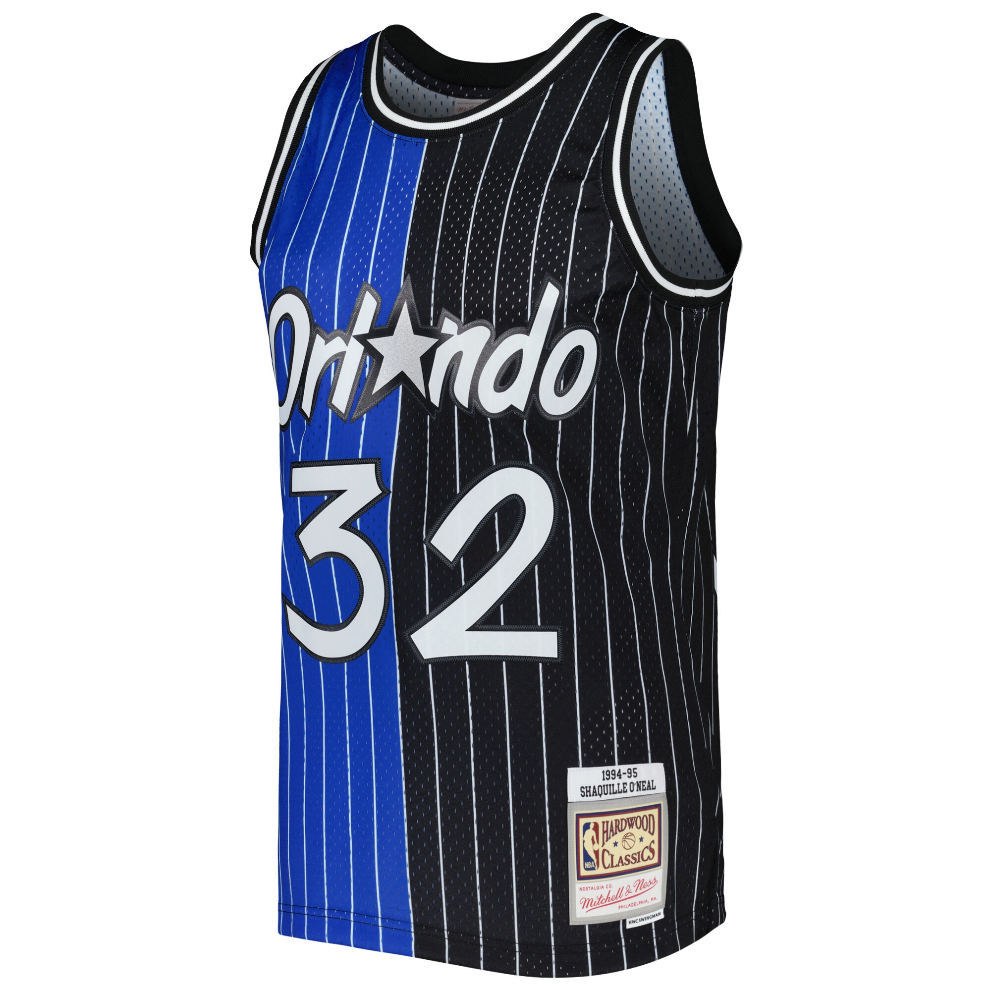 Alternative view of Shaquille O'neal Orlando Magic Mitchell & Ness Hardwood Classics 1994/95 Split Swingman Basketball Jersey - Blue/black