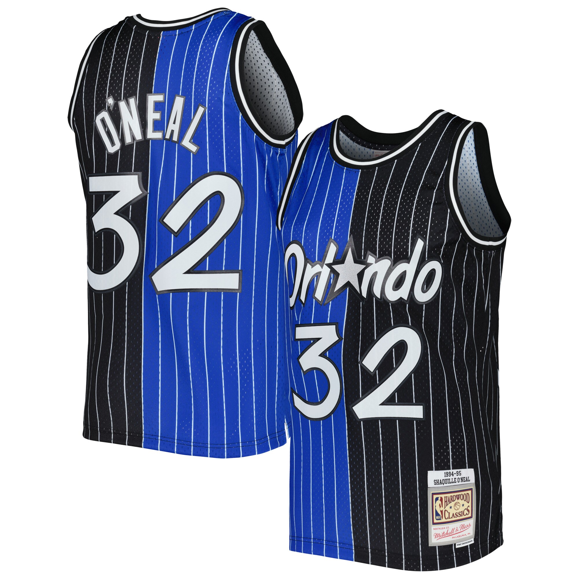 Alternative view of Shaquille O'neal Orlando Magic Mitchell & Ness Hardwood Classics 1994/95 Split Swingman Basketball Jersey - Blue/black