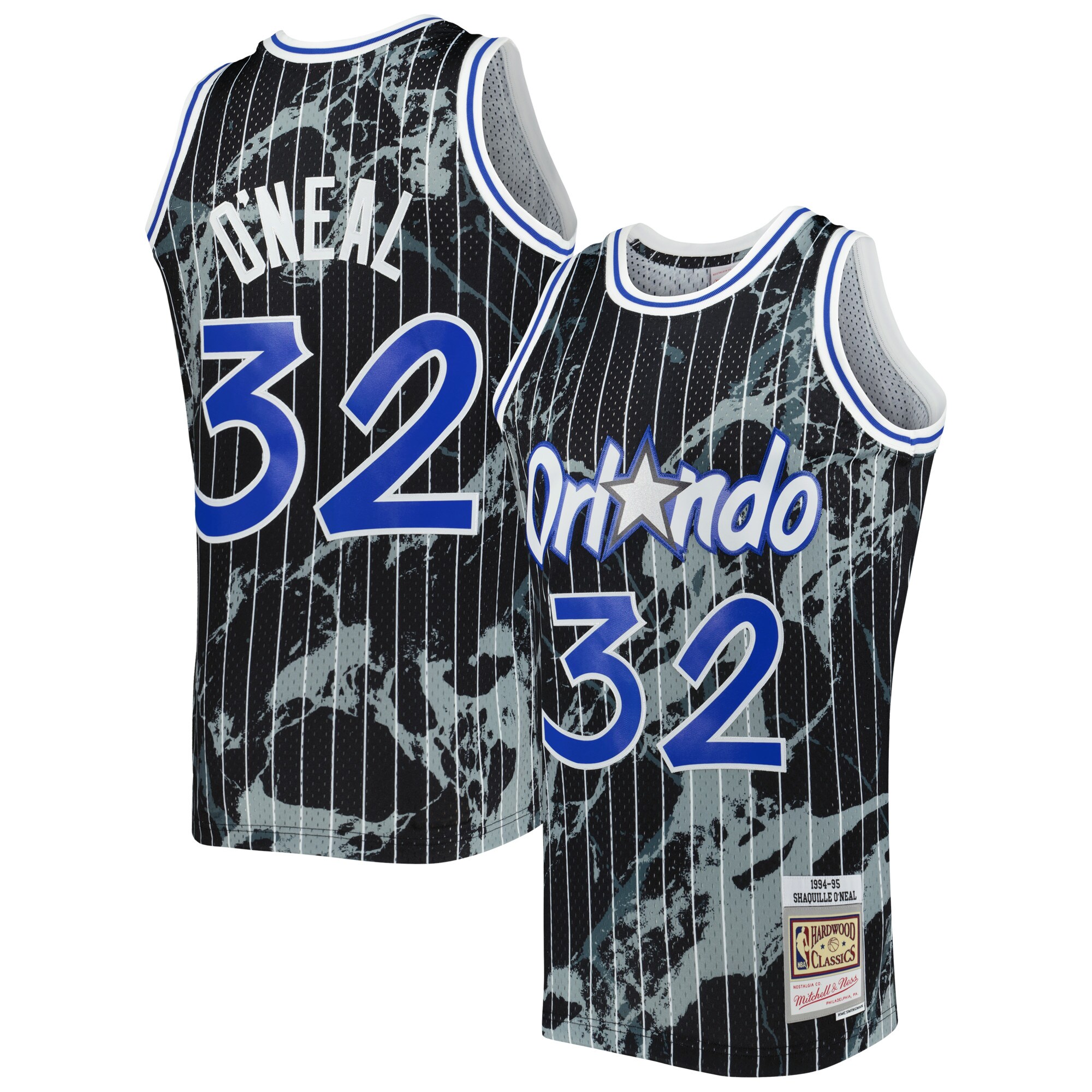 Alternative view of Shaquille O'neal Orlando Magic Mitchell & Ness 1994/95 Hardwood Classics Marble Swingman Basketball Jersey - Black