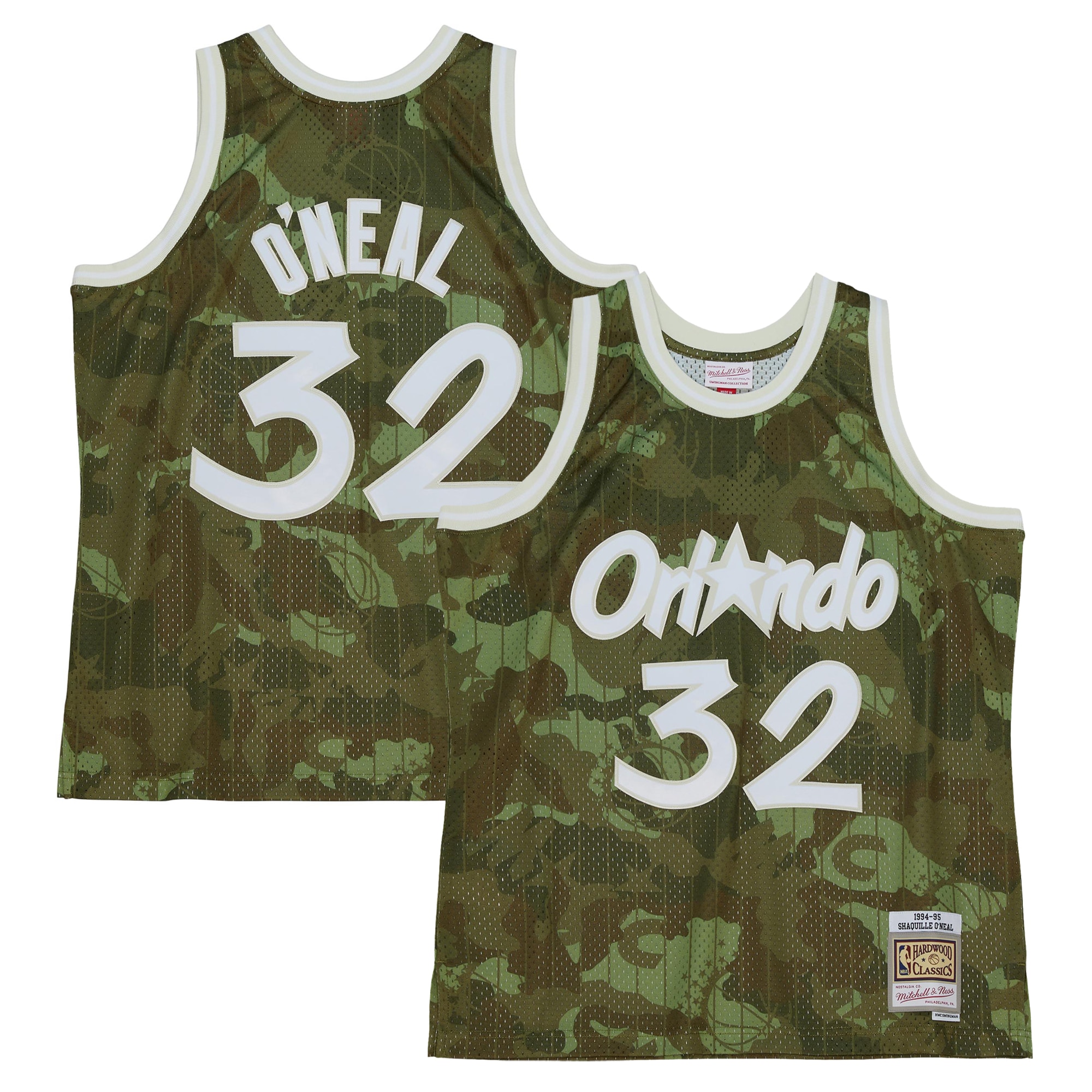 Shaquille O'neal Orlando Magic Mitchell & Ness Hardwood Classics 1994/95 Ghost Green Swingman Basketball Jersey - Camo