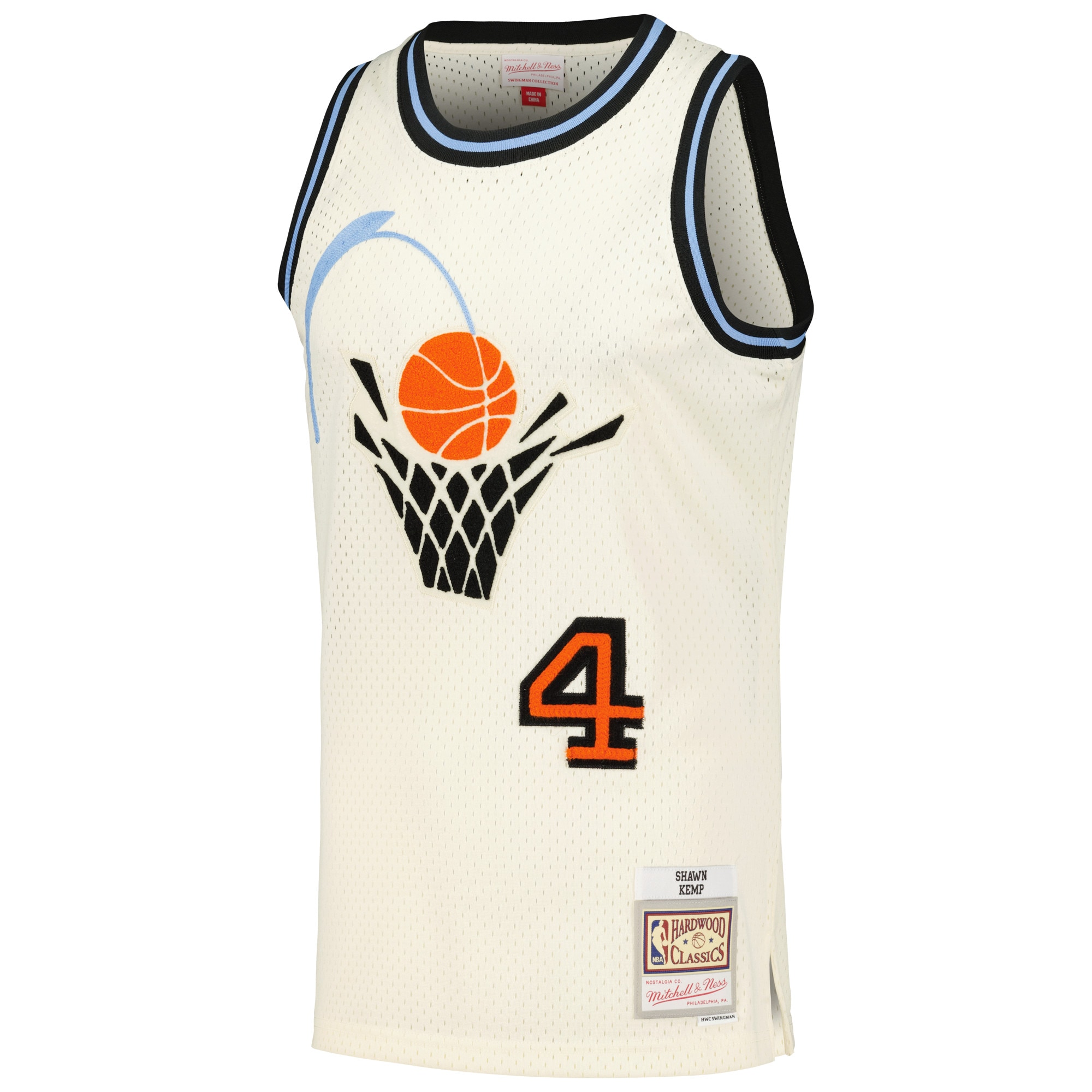 Alternative view of Shawn Kemp Cleveland Cavaliers Mitchell & Ness Chainstitch Swingman Basketball Jersey - Cream
