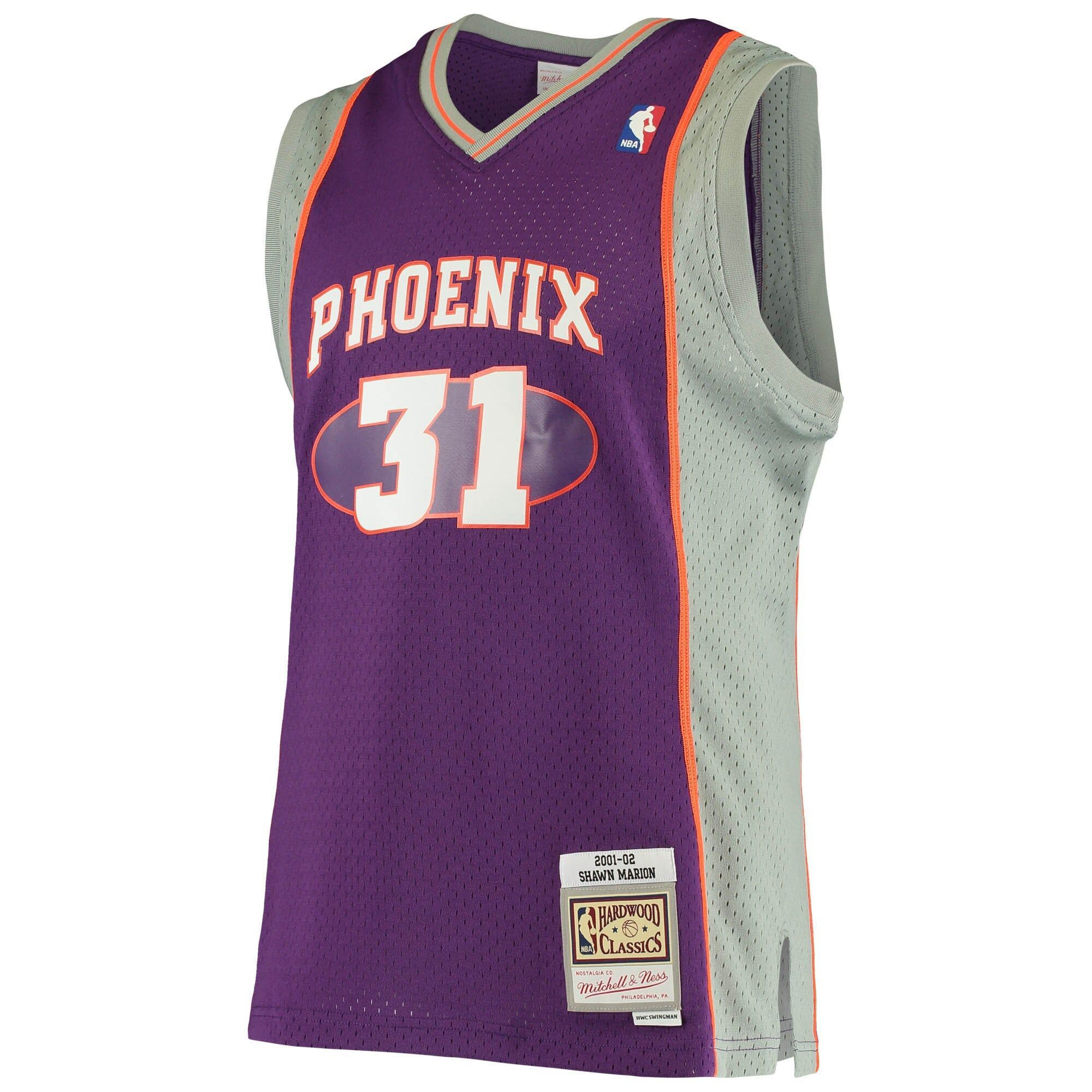 Alternative view of Shawn Marion Phoenix Suns Mitchell & Ness 2005/06 Hardwood Classics Swingman Basketball Jersey - Purple - JS370 