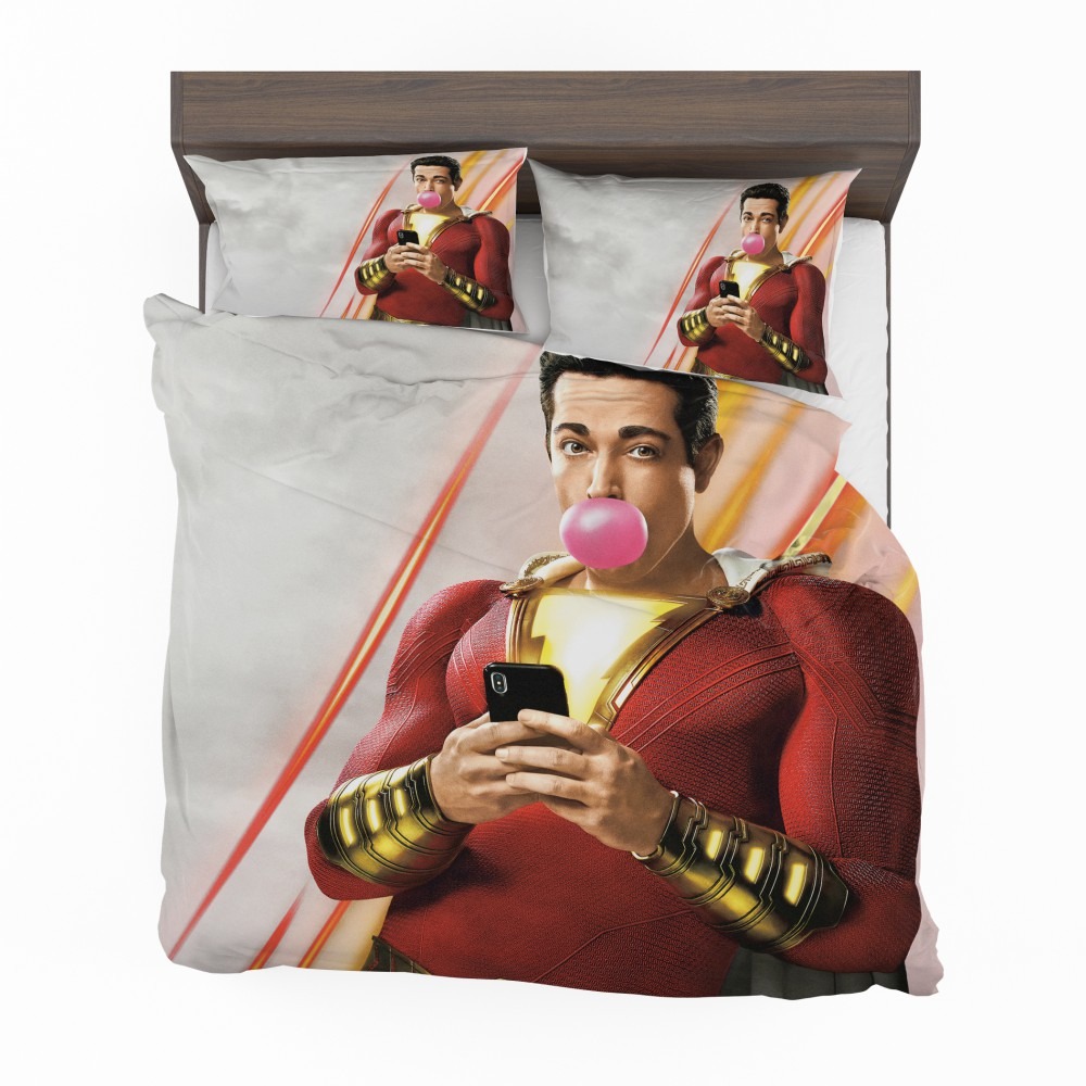 Alternative view of Shazam Movie Bubble Gum Shazam DC Comics Zachary Levi Bedding Set - Custom Bedding Set