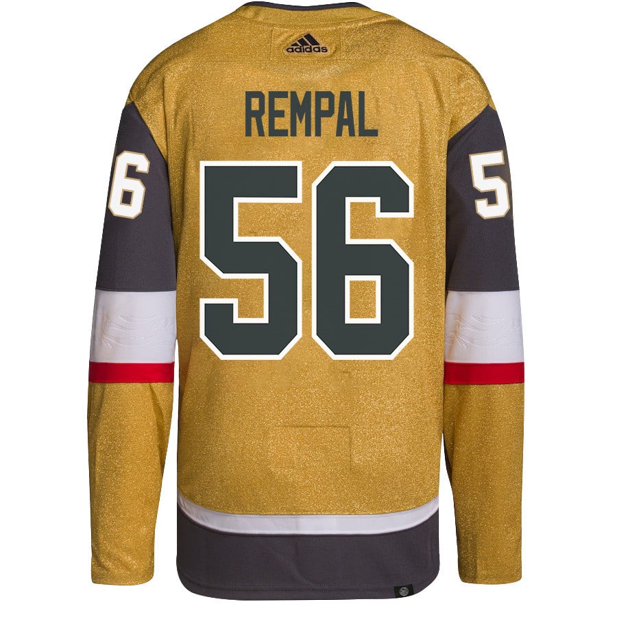 Alternative view of Sheldon Rempal 56 Vegas Golden Knights Stanley Cup 2023 Champions Patch Home Breakaway Men Hockey Jersey - Gold - JS367 