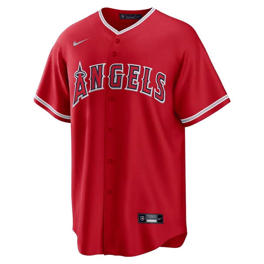 Alternative view of Shohei Ohtani 17 Los Angeles Angels Red Alternate Men Baseball Jersey - Red 