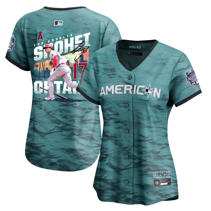 Shohei Ohtani 17 Los Angeles Angels Signed City 2023 All-Star Game Limited Player Women Baseball Jersey - Teal 