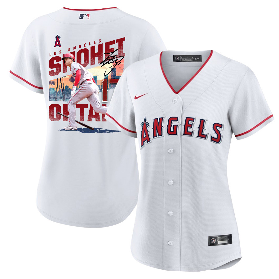 Shohei Ohtani 17 Los Angeles Angels Signed City 2023 Home Player Women Baseball Jersey - White 