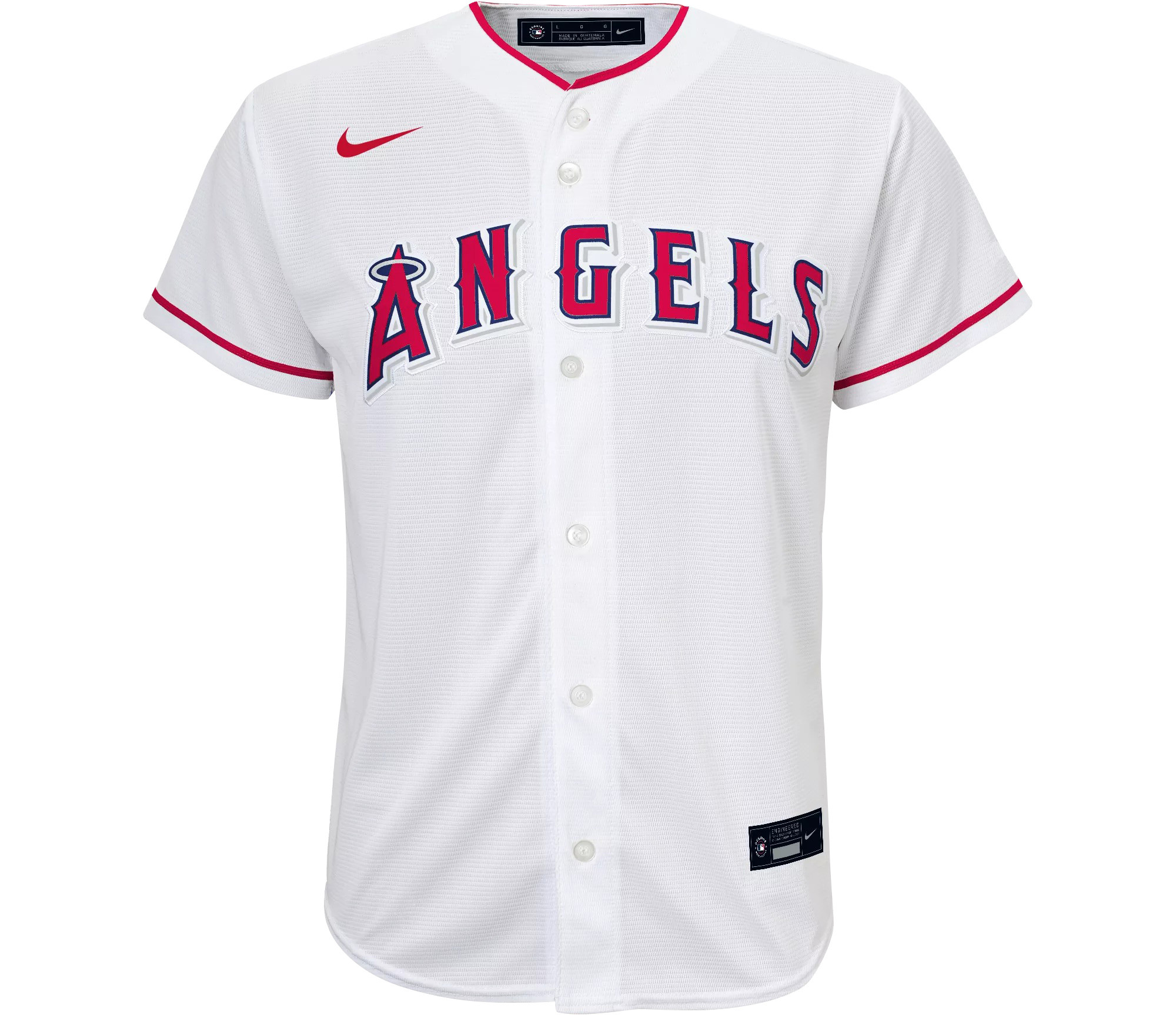Alternative view of Shohei Ohtani 17 Los Angeles Angels Signed Decisive Blow 2023 Home YOUTH Baseball Jersey - White 