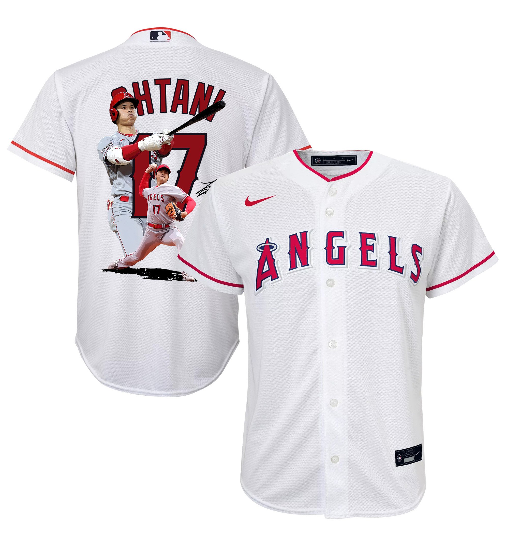 Shohei Ohtani 17 Los Angeles Angels Signed Decisive Blow 2023 Home YOUTH Baseball Jersey - White 