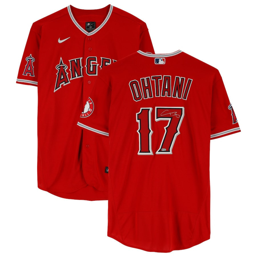 Shohei Ohtani 17 Los Angeles Angels Signed Baseball Jersey - Red 