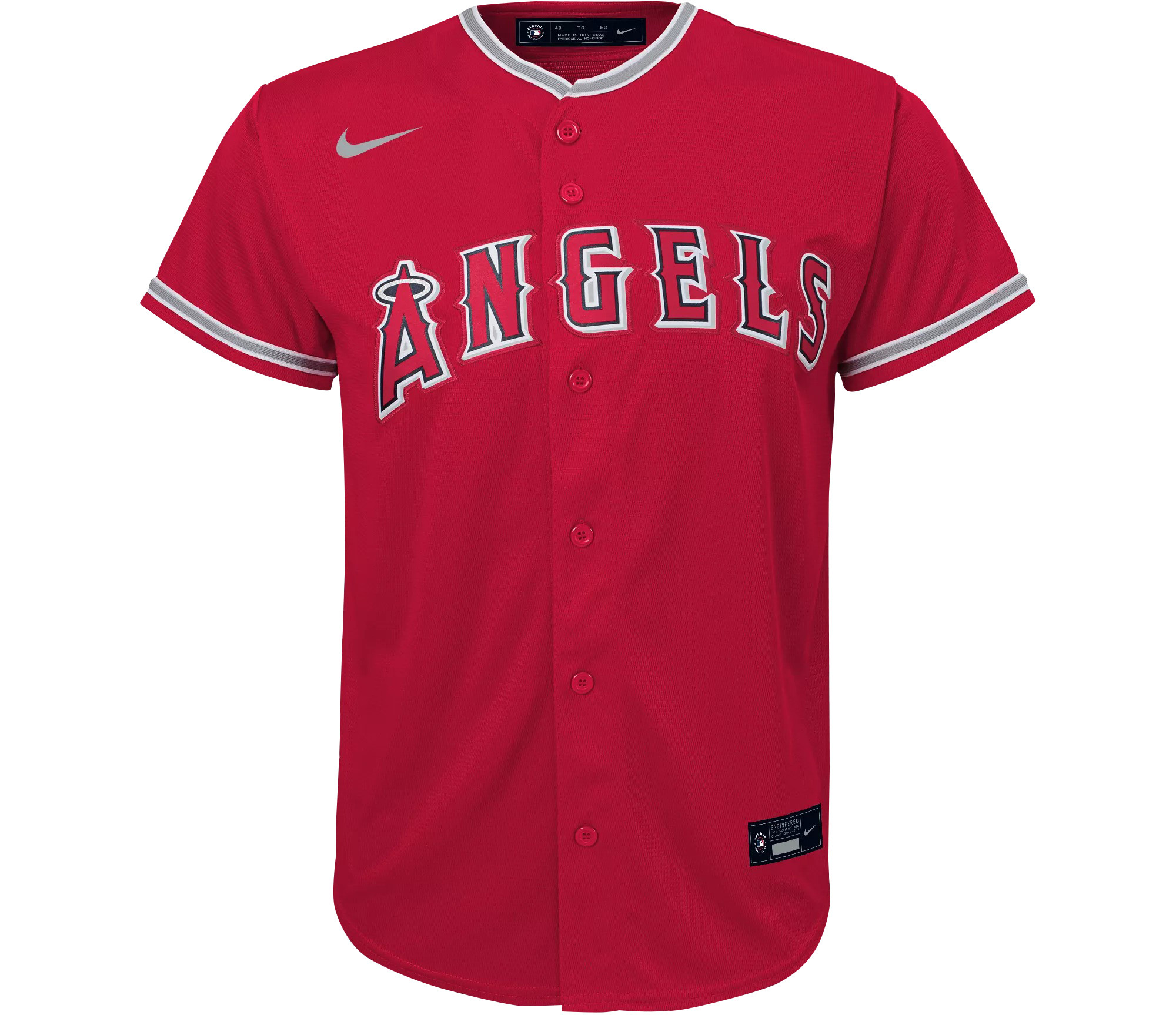 Alternative view of Shohei Ohtani 17 Los Angeles Angels Signed Logo 2023 Alternate Player YOUTH Baseball Jersey - Red 