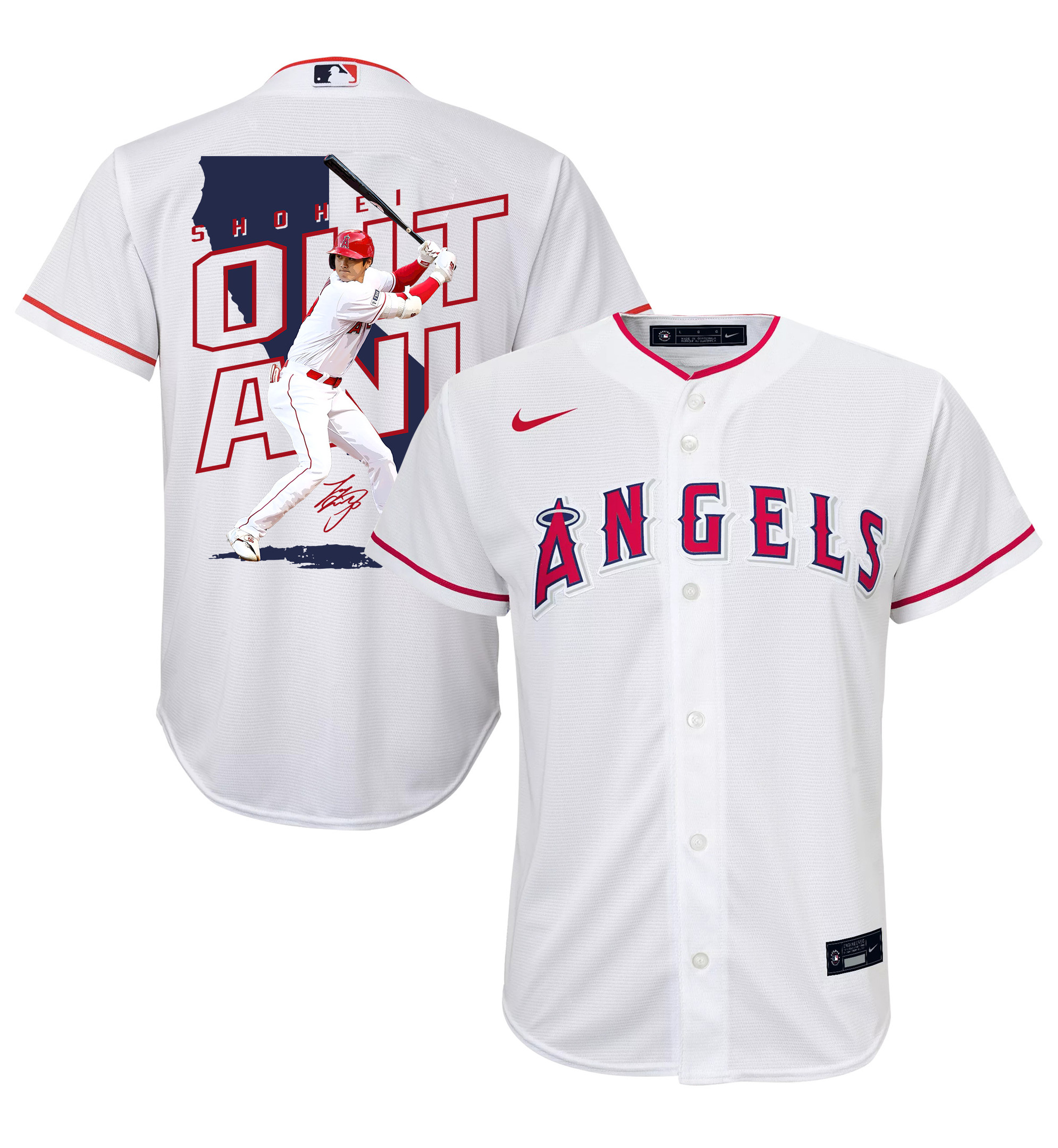 Shohei Ohtani 17 Los Angeles Angels Signed Map 2023 Home Player YOUTH Baseball Jersey - White 