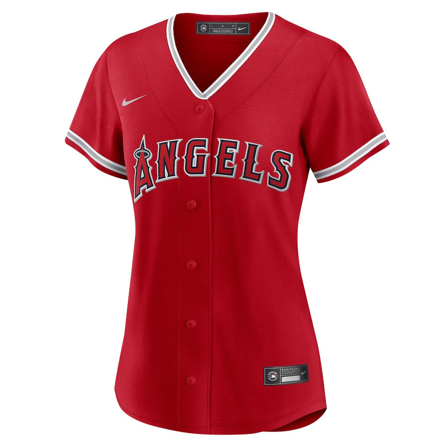 Alternative view of Shohei Ohtani 17 Los Angeles Angels Signed MVP 2023 Alternate Player Women Baseball Jersey - Red 