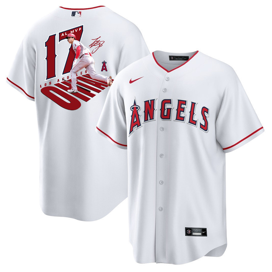 Shohei Ohtani 17 Los Angeles Angels Signed Number 2023 Home Player Men Jersey - White 