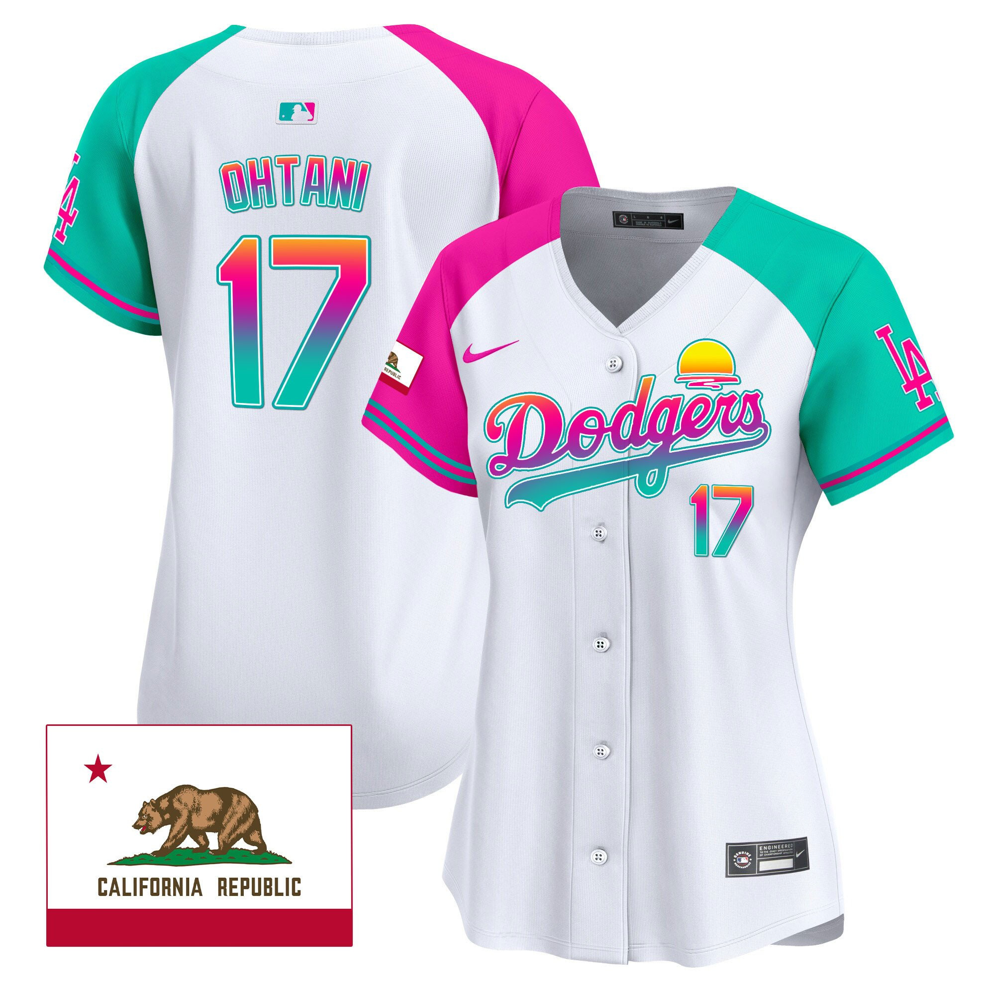 Shohei Ohtani 17 Los Angeles Dodgers 2024 Los Angeles City Style California Republic Patch Women Baseball Jersey - Alternate 