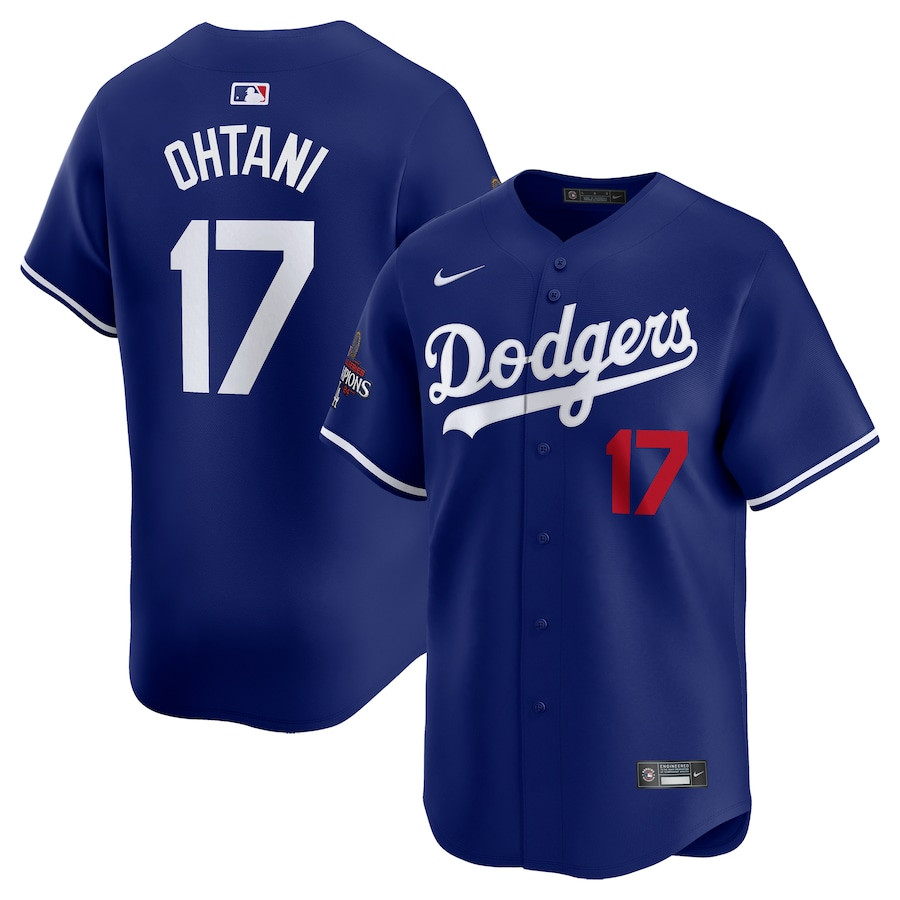 Shohei Ohtani 17 Los Angeles Dodgers 2024 World Series Champions Alternate Limited Player Men Baseball Jersey - Royal 