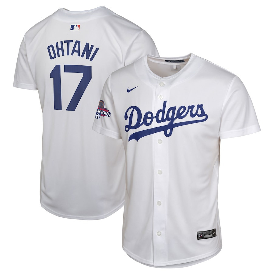 Shohei Ohtani 17 Los Angeles Dodgers 2024 World Series Champions Home Game Player YOUTH Baseball Jersey - White 