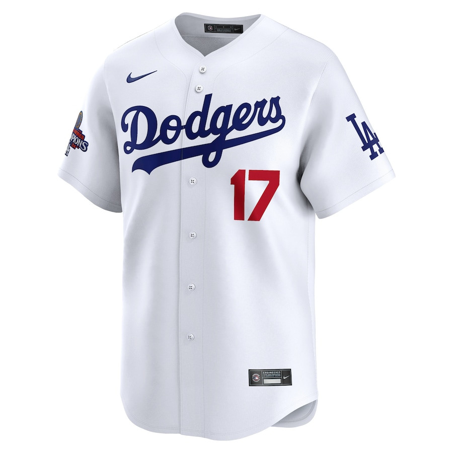 Alternative view of Shohei Ohtani 17 Los Angeles Dodgers 2024 World Series Champions Home Limited Player Men Baseball Jersey - White 
