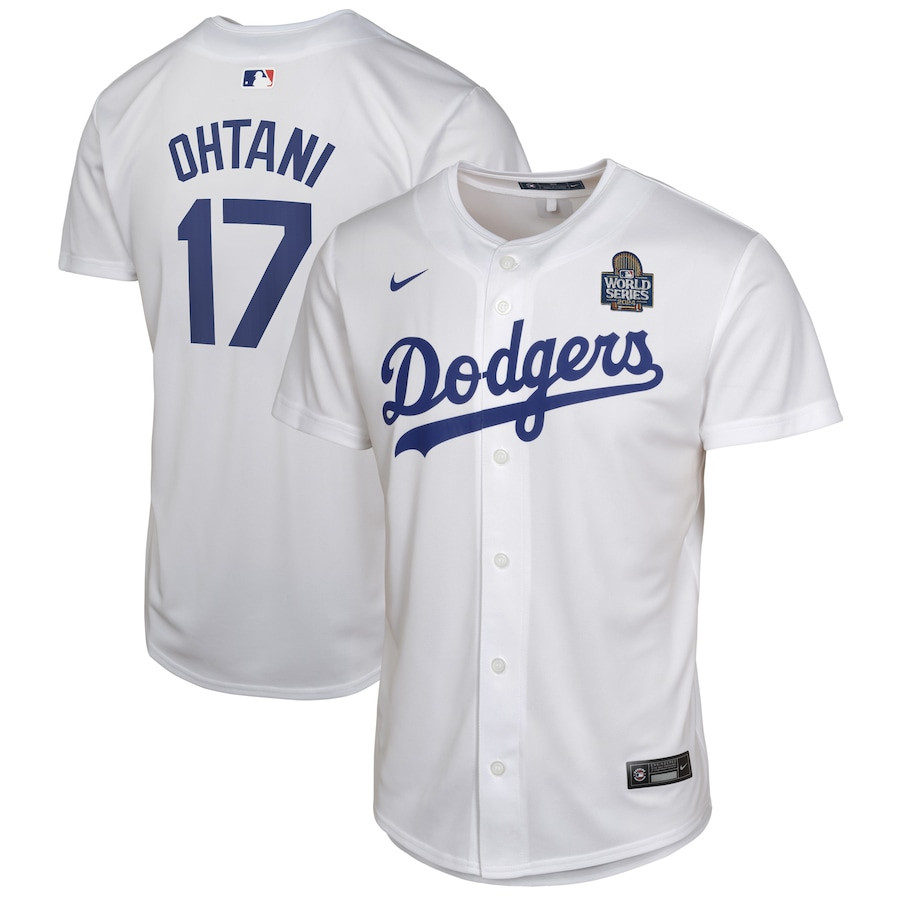 Shohei Ohtani 17 Los Angeles Dodgers 2024 World Series Game YOUTH Baseball Jersey - White 