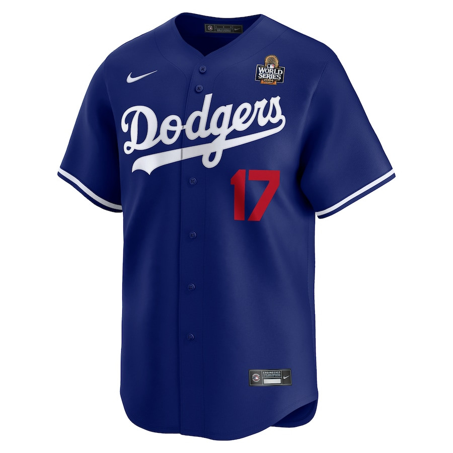 Alternative view of Shohei Ohtani 17 Los Angeles Dodgers 2024 World Series Home Limited Player Men Baseball Jersey - Royal 