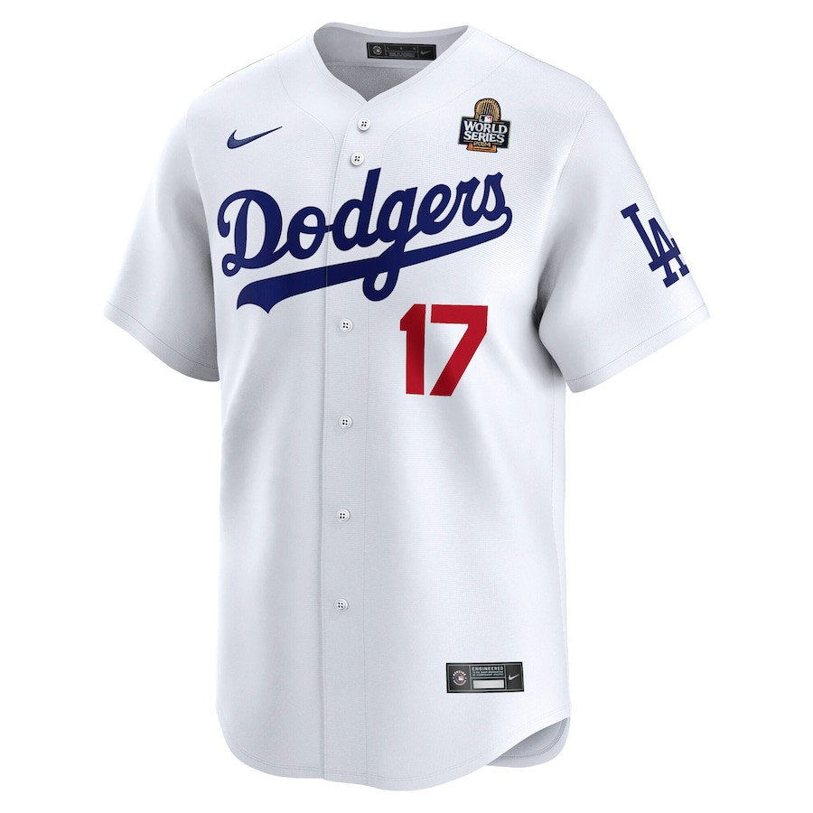 Alternative view of Shohei Ohtani 17 Los Angeles Dodgers 2024 World Series Home Limited Player Men Baseball Jersey - White 