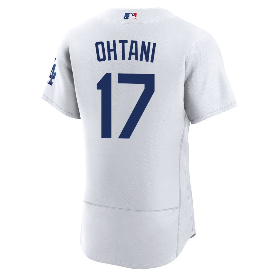 Alternative view of Shohei Ohtani 17 Los Angeles Dodgers Alternate ELITE Baseball Jersey - Men White Baseball Jersey 