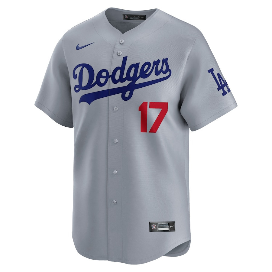Alternative view of Shohei Ohtani 17 Los Angeles Dodgers Away Limited Men Player Baseball Jersey - Gray 