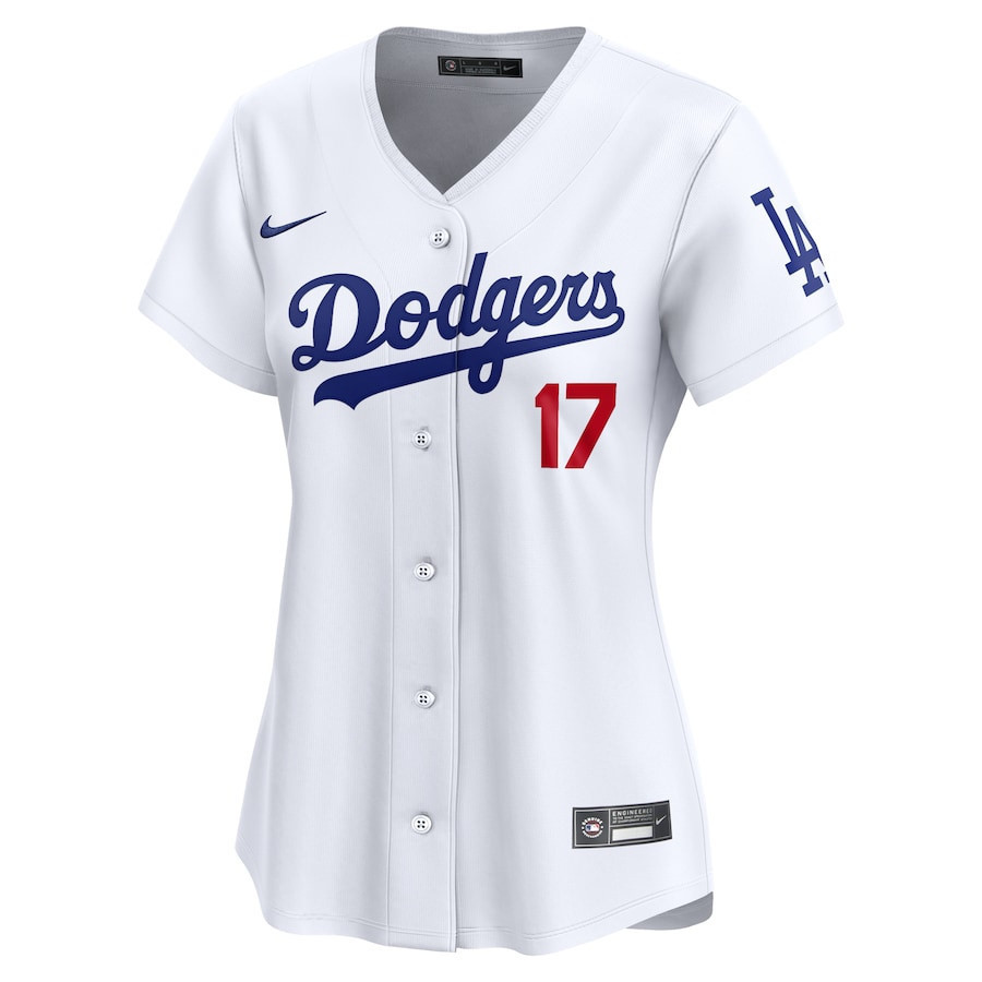 Alternative view of Shohei Ohtani 17 Los Angeles Dodgers Home Women Baseball Jersey - White 