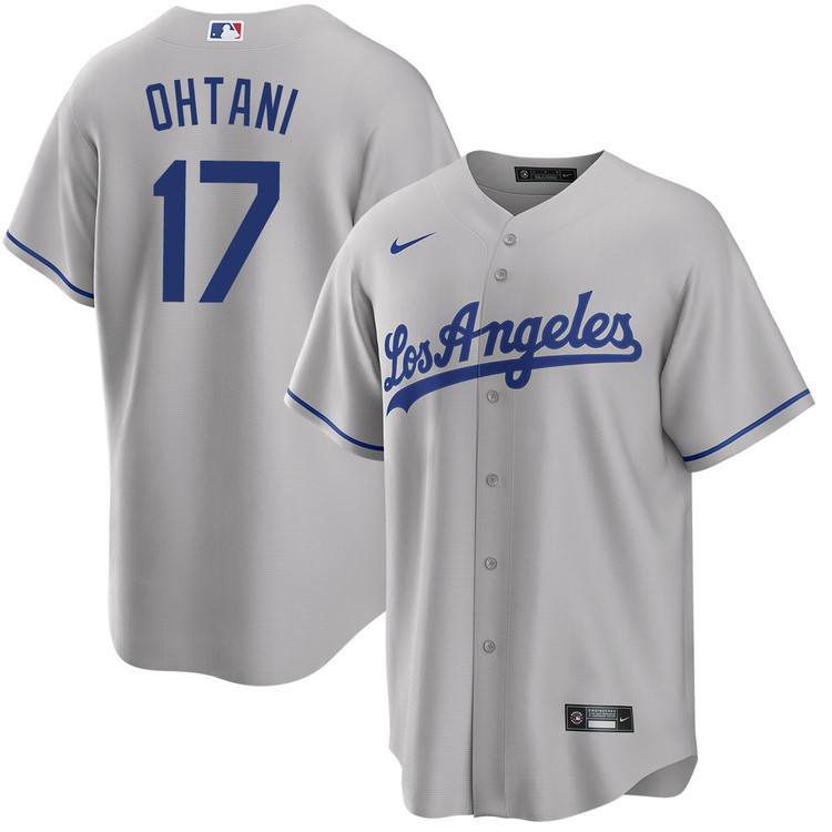 Shohei Ohtani 17 Los Angeles Dodgers Road Baseball Jersey - Men Gray Baseball Jersey 