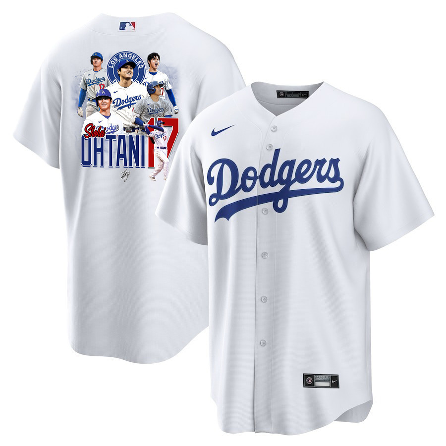 Shohei Ohtani 17 Los Angeles Dodgers Signed Collage Arts 2023 Home Men Baseball Jersey - White 