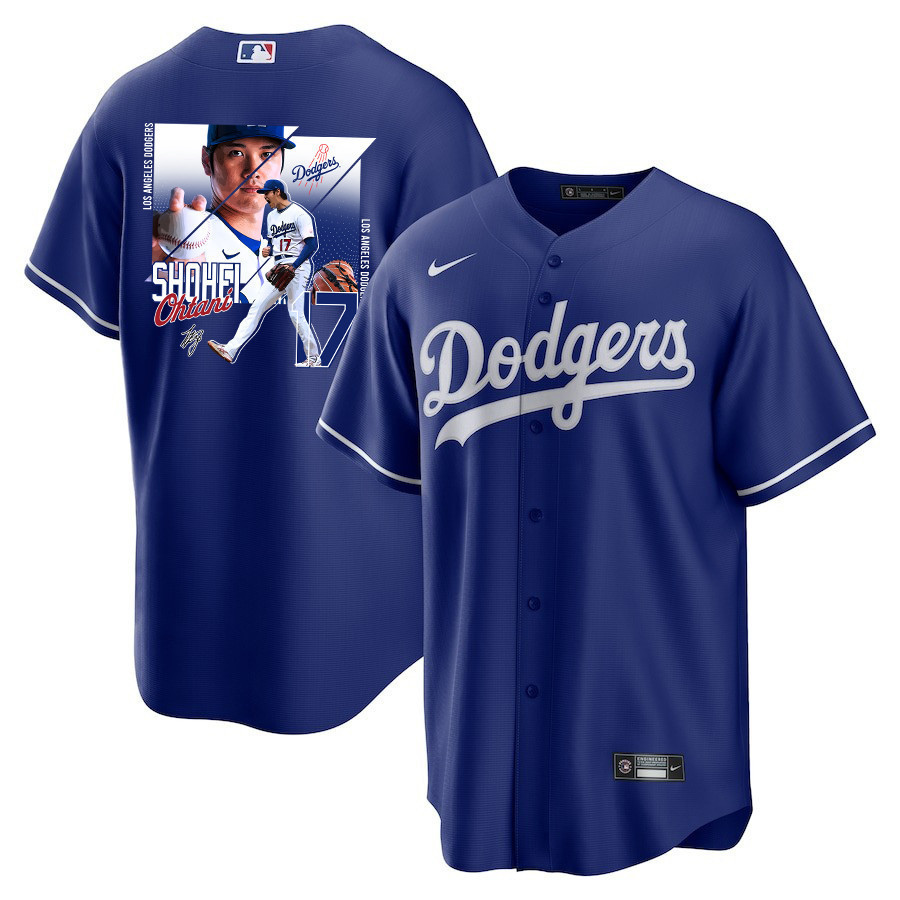 Shohei Ohtani 17 Los Angeles Dodgers Signed Greatest Sho On Earth 2023 Alternate Men Baseball Jersey - Royal 