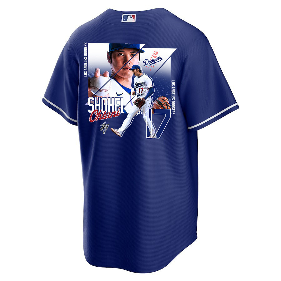 Alternative view of Shohei Ohtani 17 Los Angeles Dodgers Signed Greatest Sho On Earth 2023 Alternate Men Baseball Jersey - Royal 